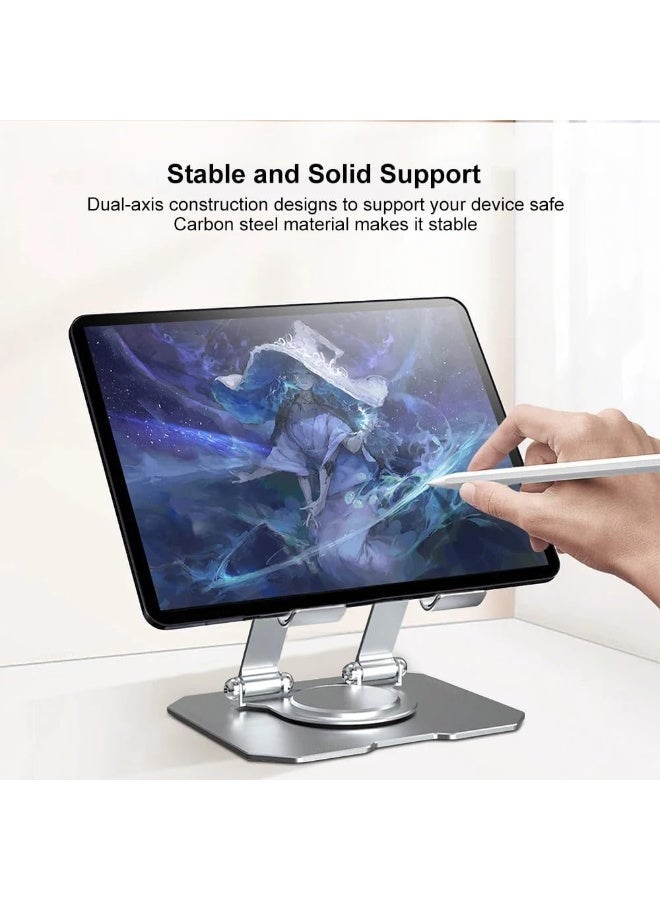 Aluminium Tablet Stand Holder with 360° Rotating Base, Multi Angle Adjustments Compatible for iPad Pro | 11 | 10.9 | 10.2 | Air | Mini, Samsung Galaxy Tab, Lenovo Pad and All Tablets - Image 4